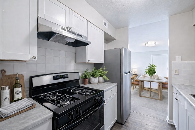 Cocina moderna con vista al comedor. - Blue Ridge Apartments