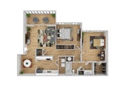 2 Bedroom | 1 Bath | 1070 SF