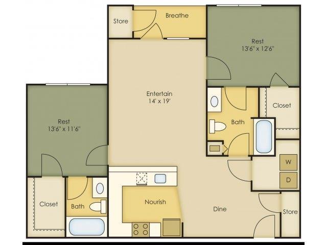 Floor Plan - 2 Bed, Type B