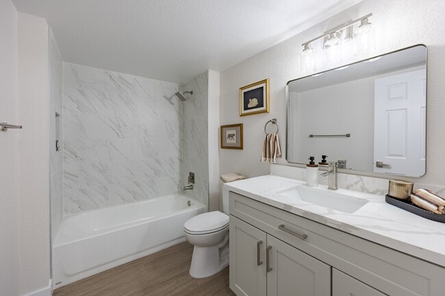 Renovated Bathroom at Sunset Winds Apartments in Henderson, NV 89014