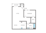 One Bedroom, One Bathroom 603 SF