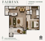 1BR 1BA 673SF