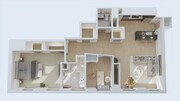 Explore the elegance of this chic apartment layout, designed for modern living.