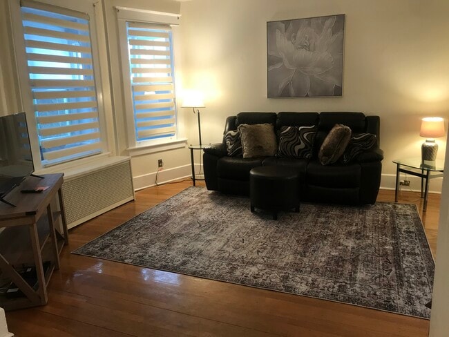 Living room with leather couch and 40 inch TV - 36 Harris Ave Unit 1 - Downstairs