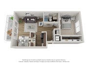 1 Bed 1 Bath Floor Plan