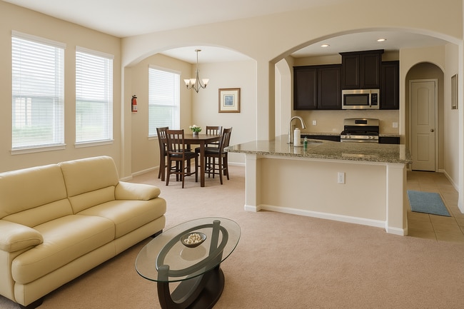 Living, Dining rooms and Kitchen