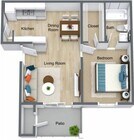 Floor Plan A | 1 Bed 1 Bath | 501 sq ft | Steepleway Downs Apartments in Houston