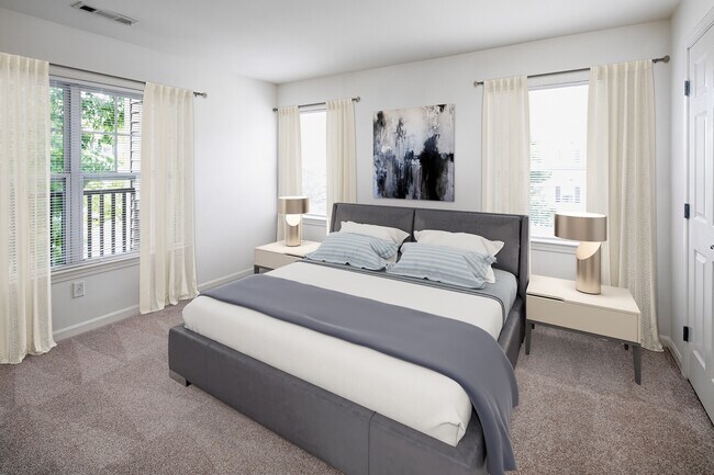 Phase I Renovated apartment bedroom with carpet