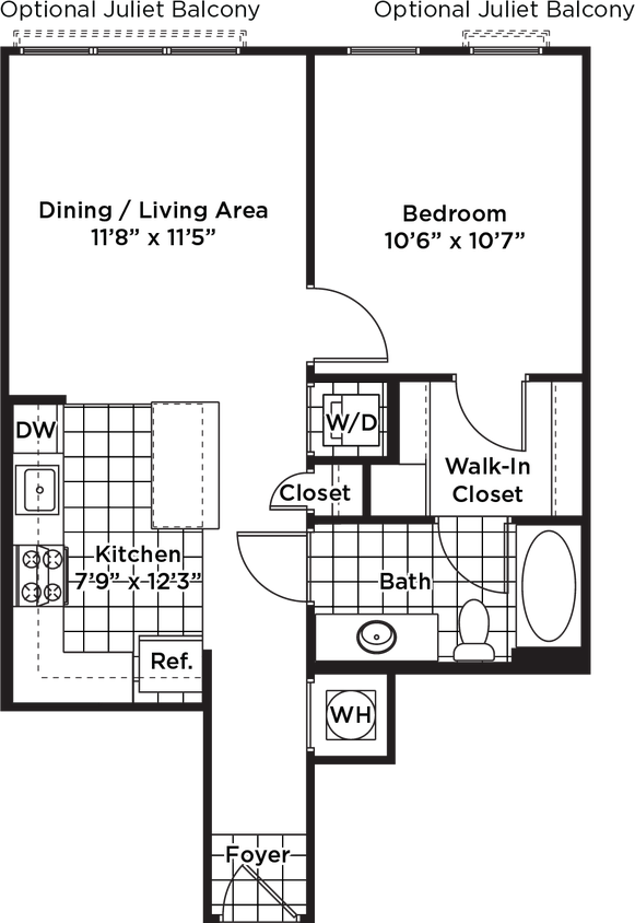 Floor Plan - 1 Bedroom 1 Bath - A9