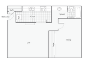 1 BR x 1 BA - C Floorplan