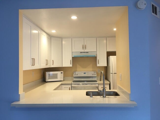 Cocina completamente remodelada con gabinetes nuevos y encimeras de cuarzo. - 5318 Borneo Cir