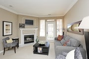 Living room with built-in fireplace