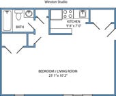 Plan 1 - studio, 1 bath