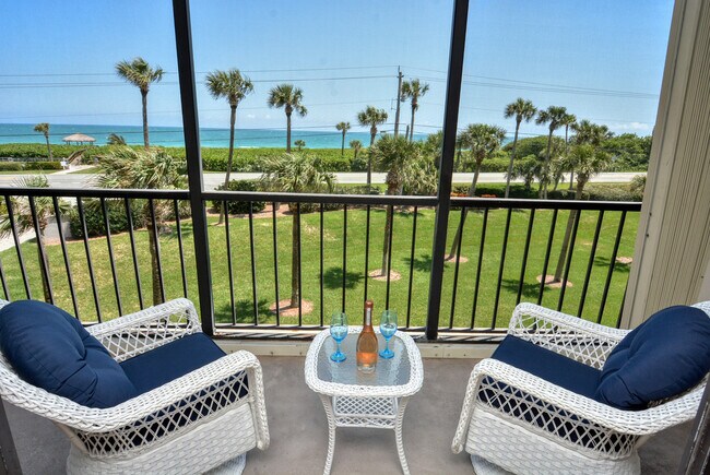 Private covered deck with Ocean Views and screens - 5055 N Highway A1A Unit 302