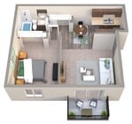 1 Bedroom Ridge - 550 sqft