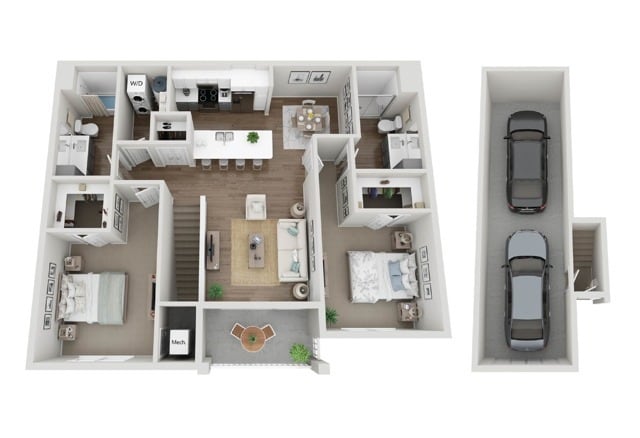 Floor Plan 2F | Seasons at River View | Apartments in Pleasant Prairie, WI - 2F