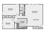 Economical Floorplan - 2 br / 1 bath - B Style sq ft 774-774