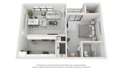 A 3D floor plan rendering of The Sago.