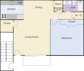 Lower Level 1x1 704 sq ft