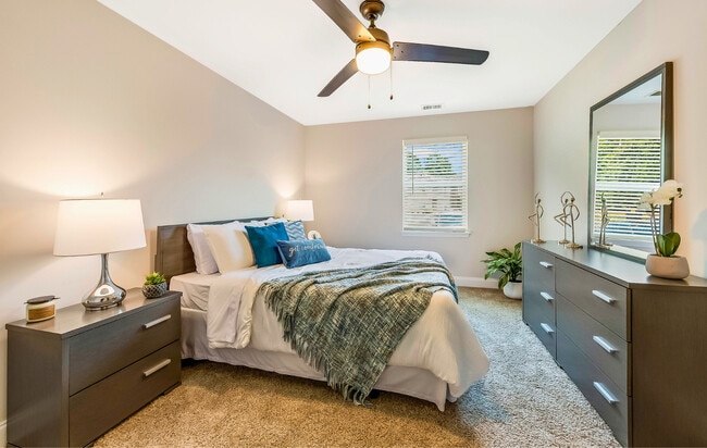 Two Bedroom Primary bedroom at Oak Pointe Apartments in Burlington, NC