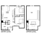 Modern two-story floor plan featuring 3 bedrooms, including a spacious loft, open-concept living and dining area, sleek kitchen, and a cozy bathroom.