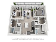 Two Bedroom Two Bath Penthouse (1,056 SF)