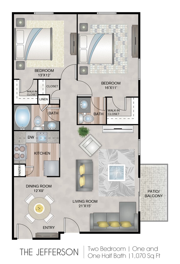 1070 Square Feet - The Jefferson