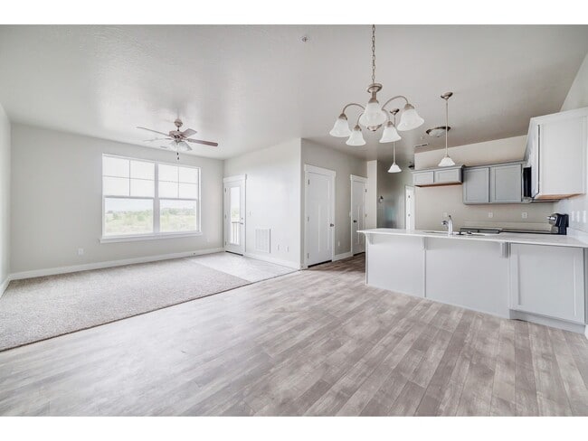 Living, dining, kitchen