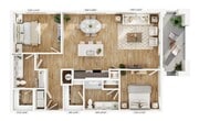 Explore the elegance of contemporary living with this thoughtfully designed apartment layout.
