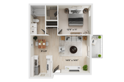 1 BR x 1 BA - C Floorplan Renovated