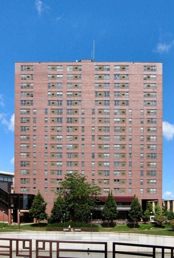 View to the northwest across the Zumbro River - Fontaine Towers
