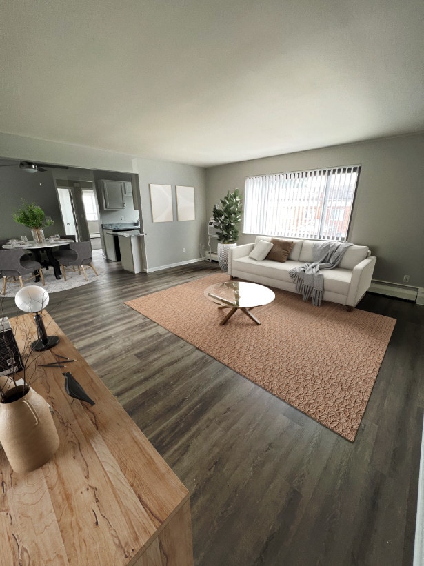 2BR,1BA 900 SF Living Room