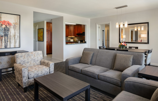 Enjoy our spacious living room. - Broadway Plaza - Mayo Clinic Apartments