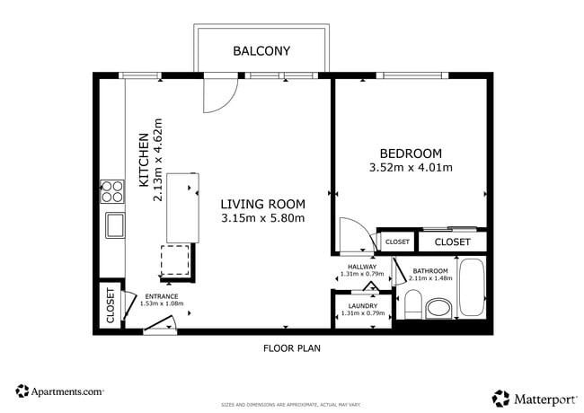 1BR, 1BA - 578SF - 91 Wellesley Street