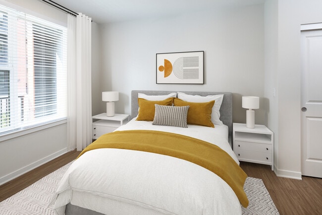 Bedroom with hard surface flooring