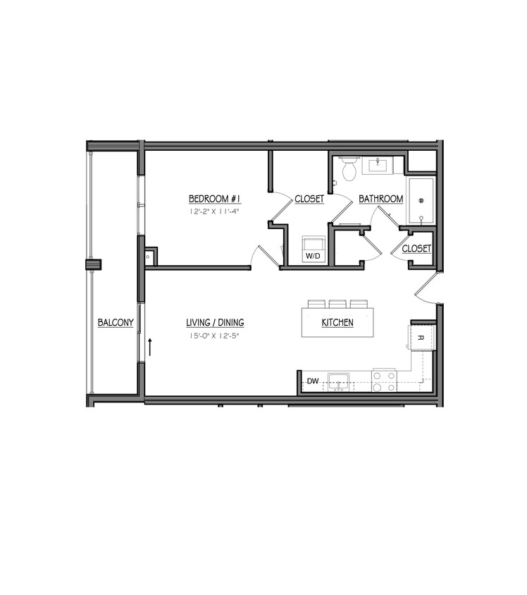 Floor Plan - Block A1A | 1 Bed | 1 Bath