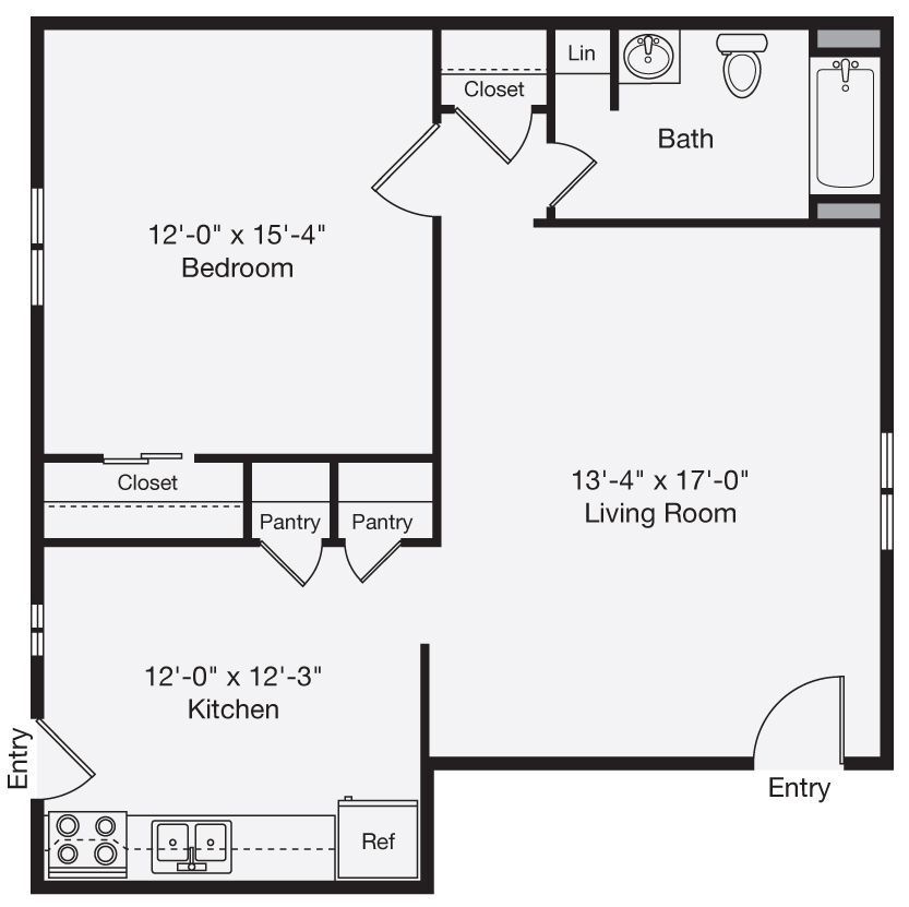 Floor Plan - 1 Bedroom 1C