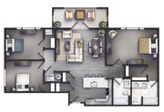 C1 Three Bedroom 1207 sqft