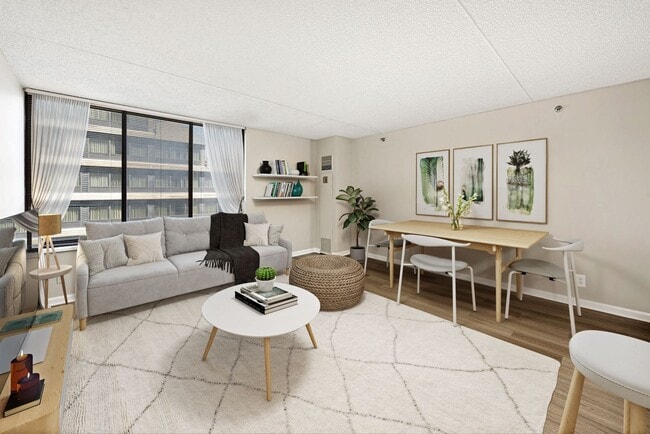 Apartment living area (virtually staged)