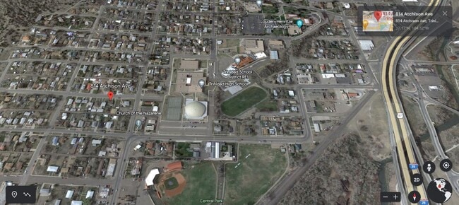 This home, found at the red marker on this aerial, is just down the street from Trinidad High School - 814 Atchison Ave
