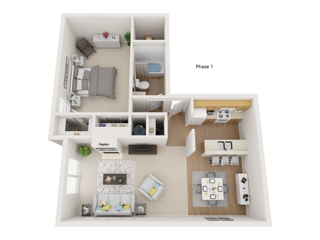 Floor Plan - 1 Bd 1 Ba - Phase 1 - Basic