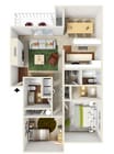 Plano de planta de 2 dormitorios y 2 baños en Landmark at Tanasbourne