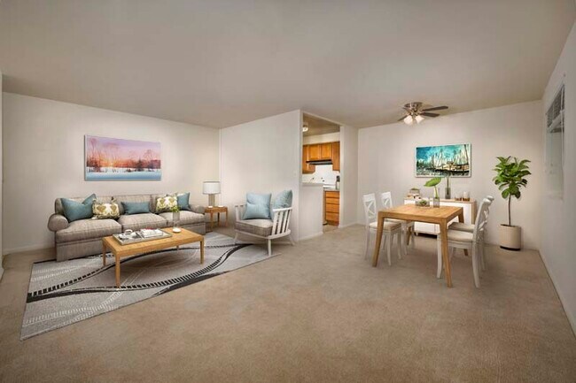 Spacious living and dining area at Iverson Towers & Anton House Apartments