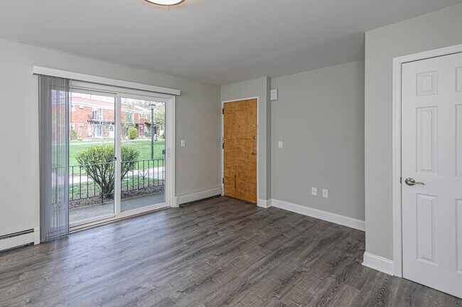 Spacious living room with patio
