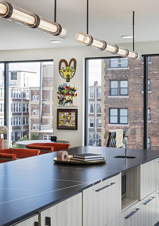 The community room includes many pieces from Woodward West's curated art collection.