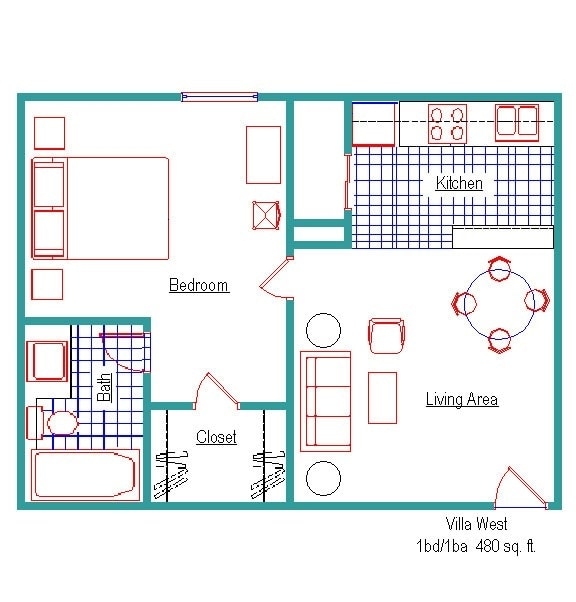 1 bed med - Villa West Apartments