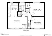 2 habitaciones, 1 baño, 585 pies cuadrados - Plano de planta