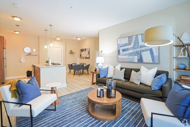 2BR, 2BA - 1,212SF - Living Room & Kitchen