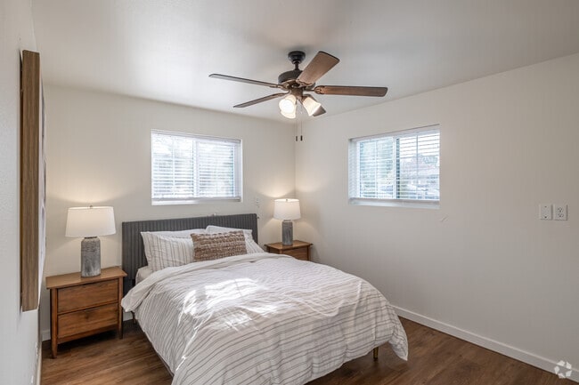 2BR, 1BA - 790 SF - Primary Bedroom - Vineyards on Garland Apartments