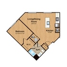 A9 | 1 Bed | 1 Bath floor plan 333 Central